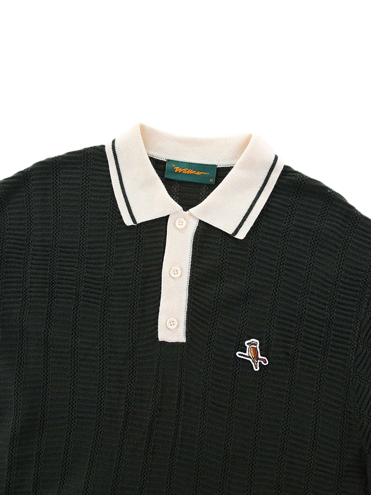 Walker Golf Things Kooka Knit Polo - Pine/Cream