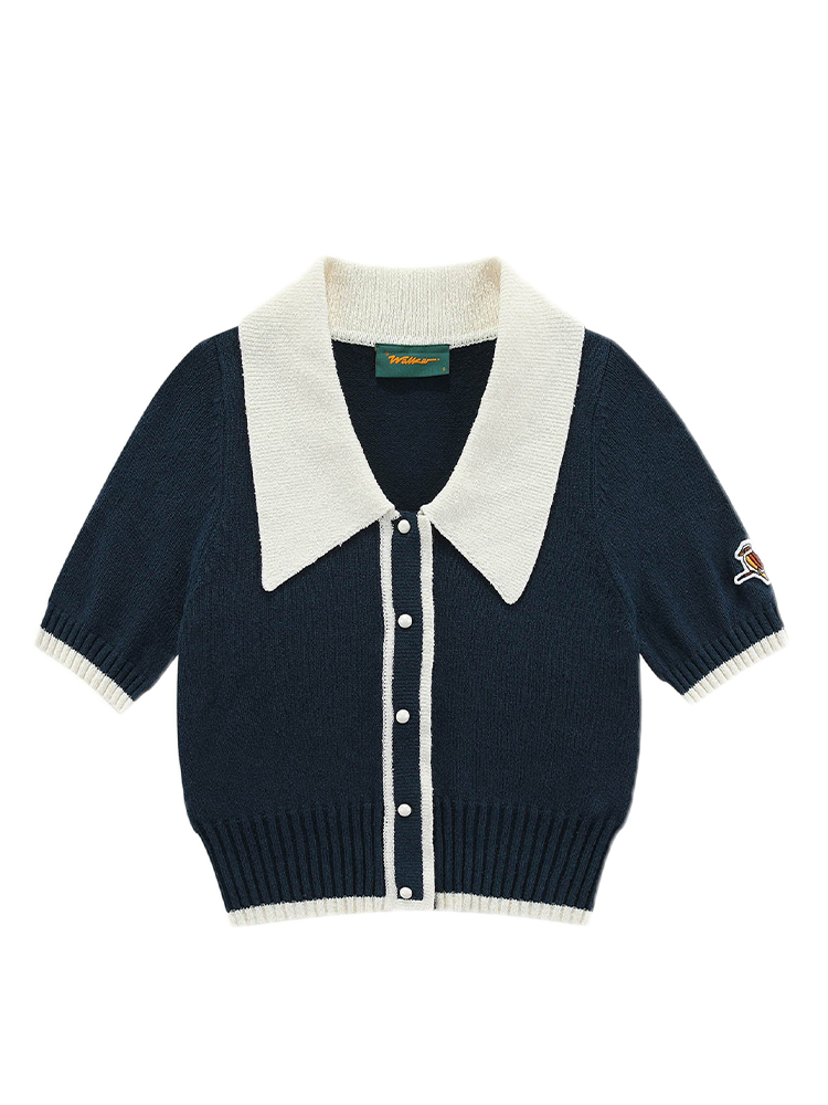 Walker Golf Things Womens Riviera Knitted Polo - Navy/White
