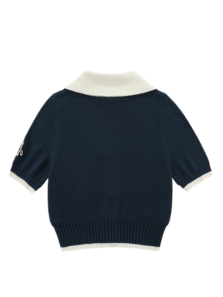 Walker Golf Things Womens Riviera Knitted Polo - Navy/White