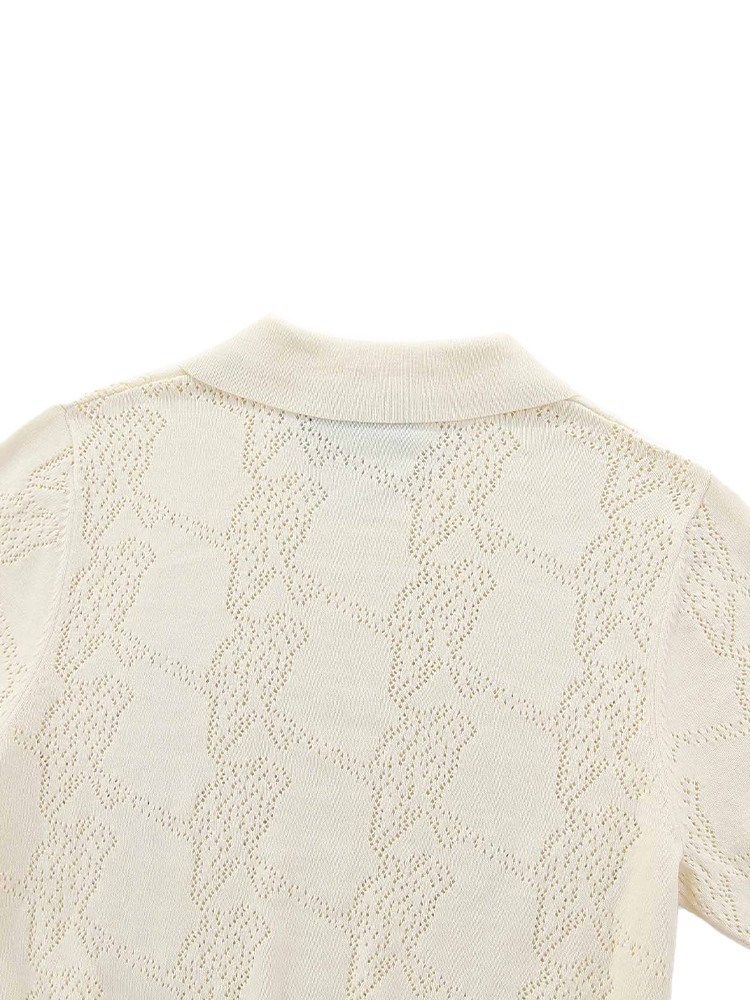 Walker Golf Things Womens Pointelle Knitted Polo - Cream