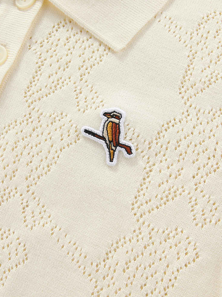 Walker Golf Things Womens Pointelle Knitted Polo - Cream