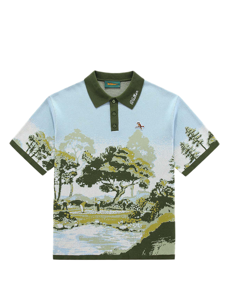 Walker Golf Things Blooming Grounds Knit Polo  - Garden Sky