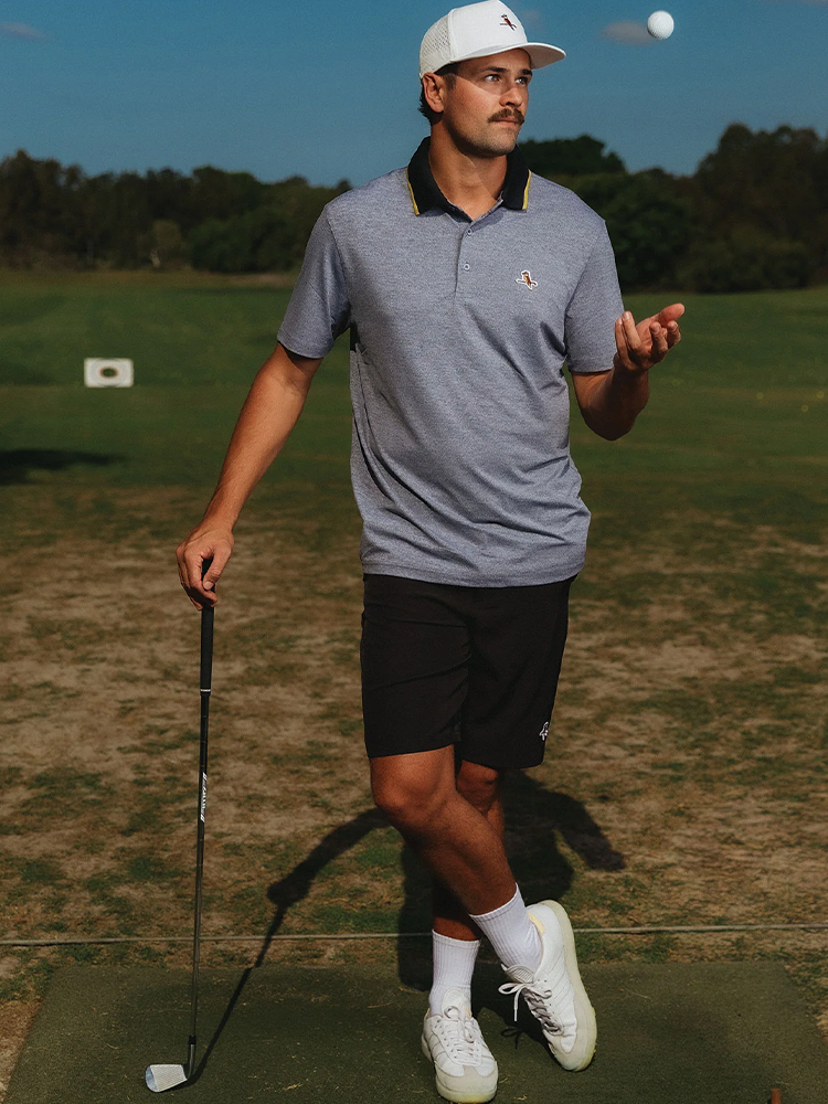 Walker Golf Things Members Polo - Black/Tan