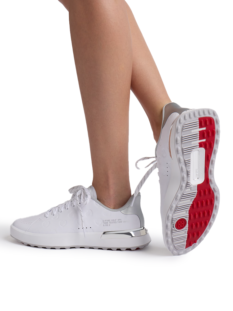 G/FORE Women's G.112 Embossed Hearts Hybrid Golf Shoes - Snow/Silver