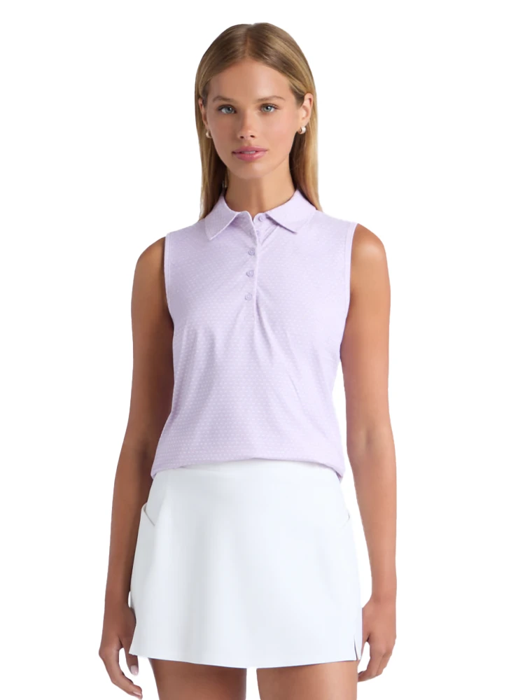 G/FORE Women's Geo 2 Silky Tech Nylon Sleeveless Polo - Orchid/Snow