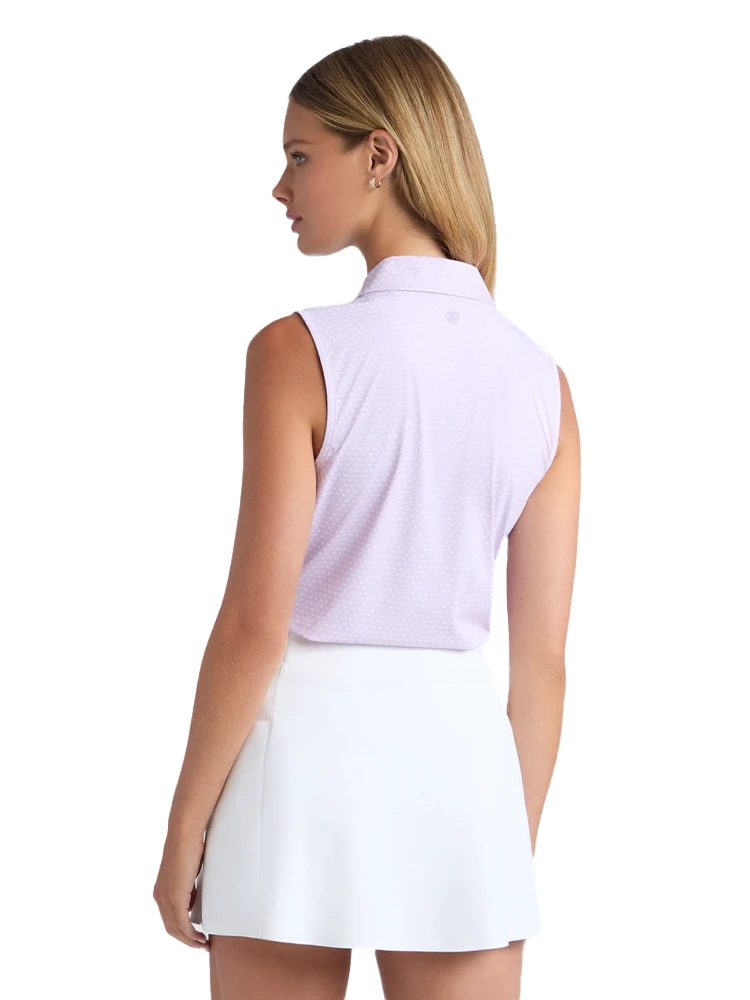 G/FORE Women's Geo 2 Silky Tech Nylon Sleeveless Polo - Orchid/Snow