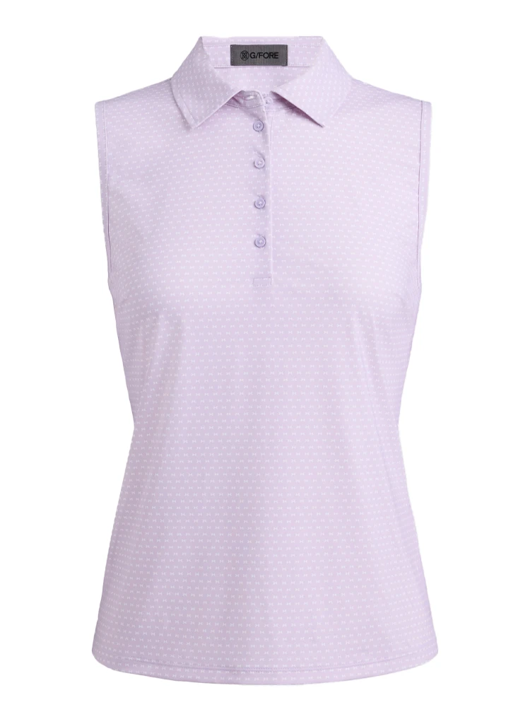 G/FORE Women's Geo 2 Silky Tech Nylon Sleeveless Polo - Orchid/Snow