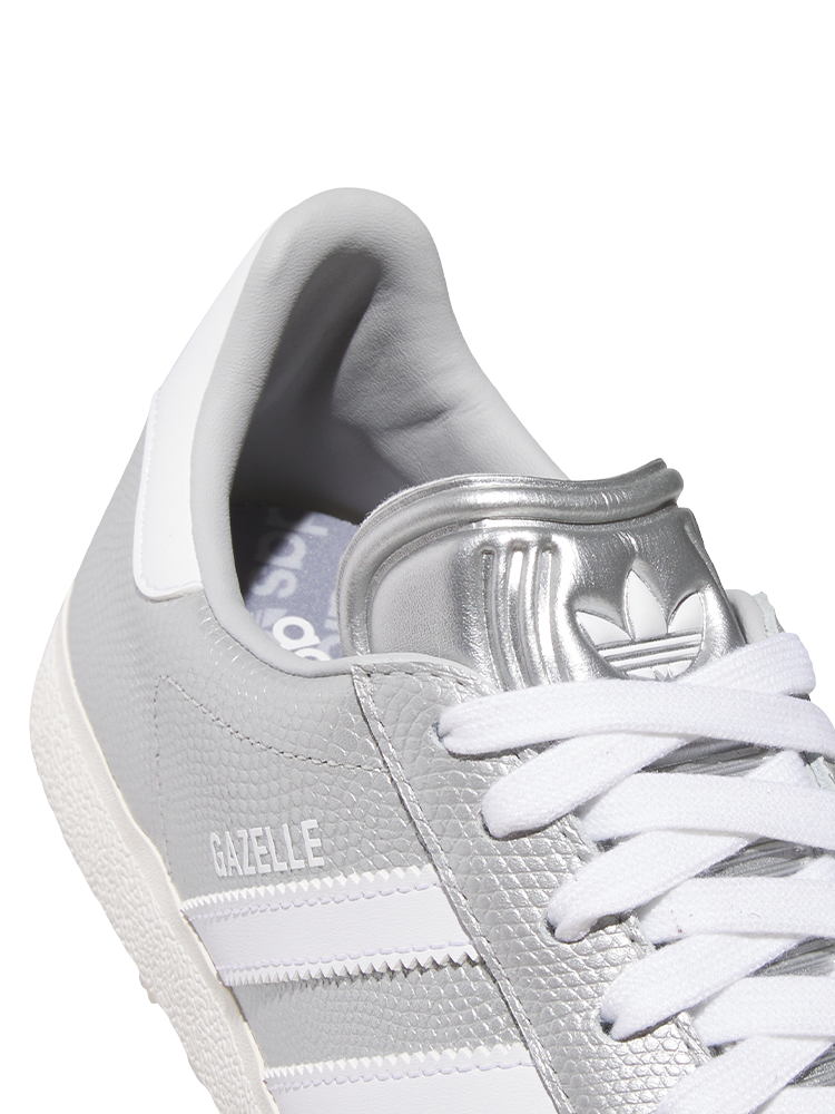 adidas Originals Womens Gazelle Spikeless Golf Shoes - Silver Metallic/White