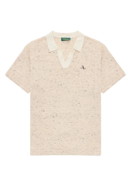 Walker Golf Things Kooka Loom Knit Polo - Oat/Cream