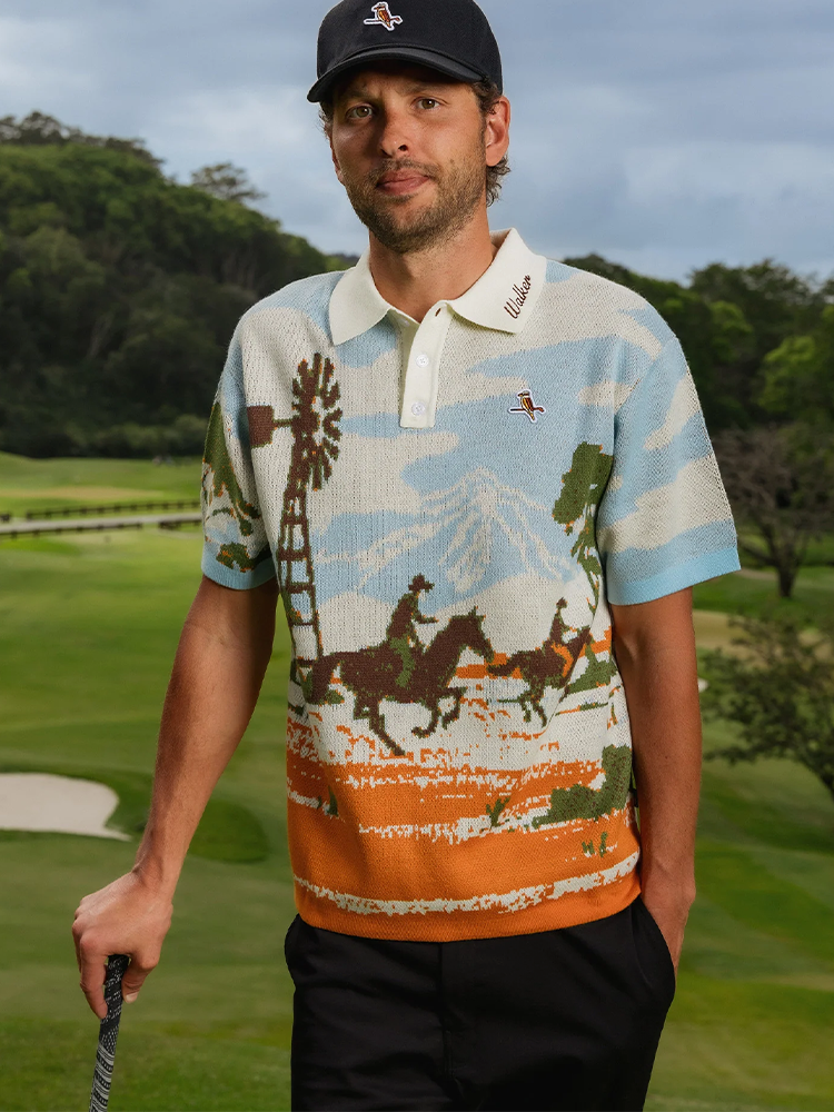 Walker Golf Things Kooka Outback Knit Polo - Dust/Blue
