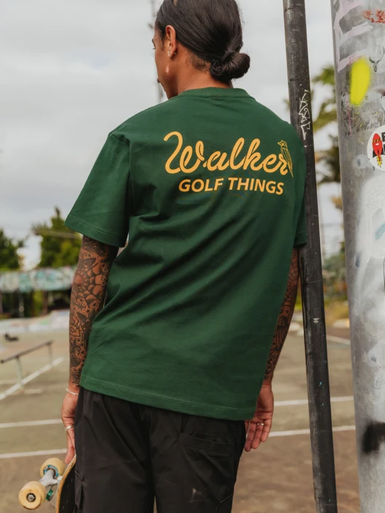 Walker Golf Things Cursive T-Shirt - Forest