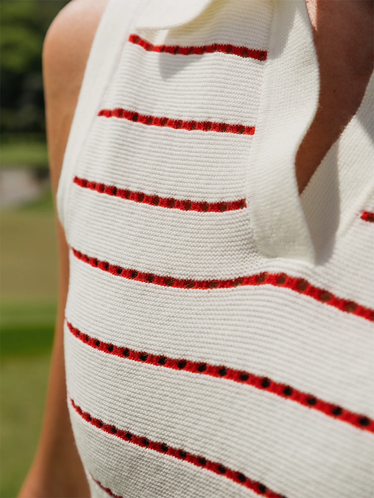 Walker Golf Things Women's Links Knit Polo - White/Red
