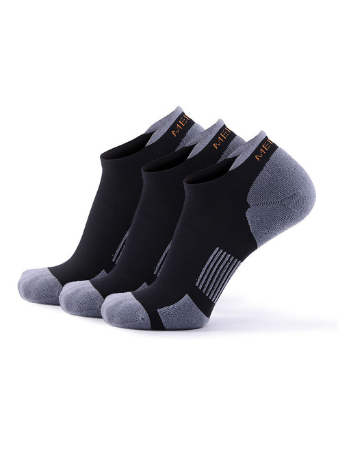 Meikan 3 Pack Low Cut Coolmax Technical Sports Socks - Black/Grey
