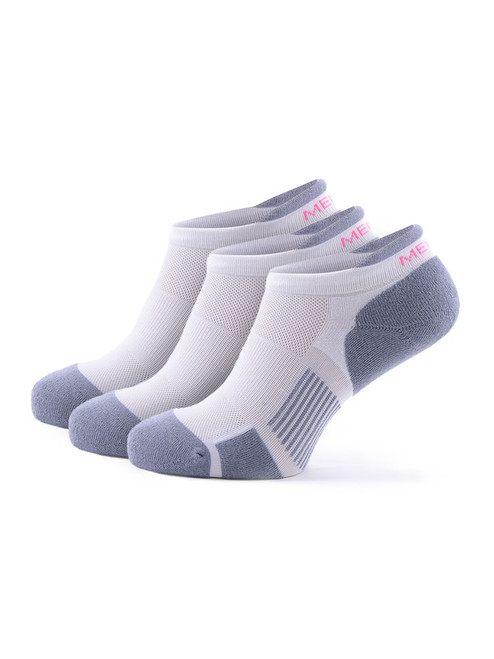 Meikan 3 Pack Womens Low Cut Coolmax Technical Sports Socks - White/Grey