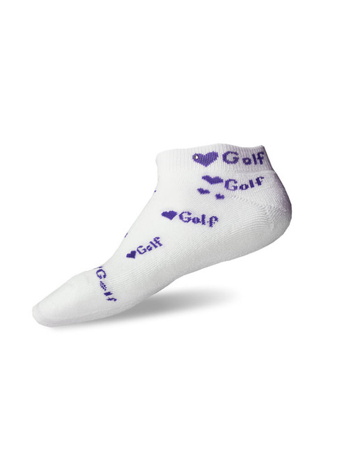 On The Tee Swarovski Crystal Love Golf Ladies Socks - White/Purple