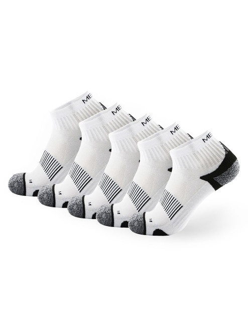 Meikan 5 Pack Women's Quarter Cut Performance Sports Socks - White/Black