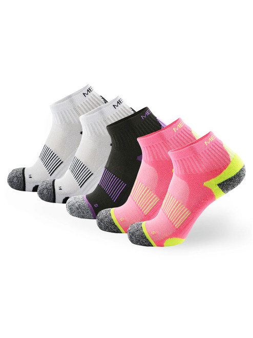 Meikan 5 Pack Women's Quarter Cut Performance Sports Socks - Multi