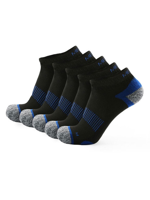 Meikan 5 Pack Low Cut Performance Sports Socks - Black/Dark Blue