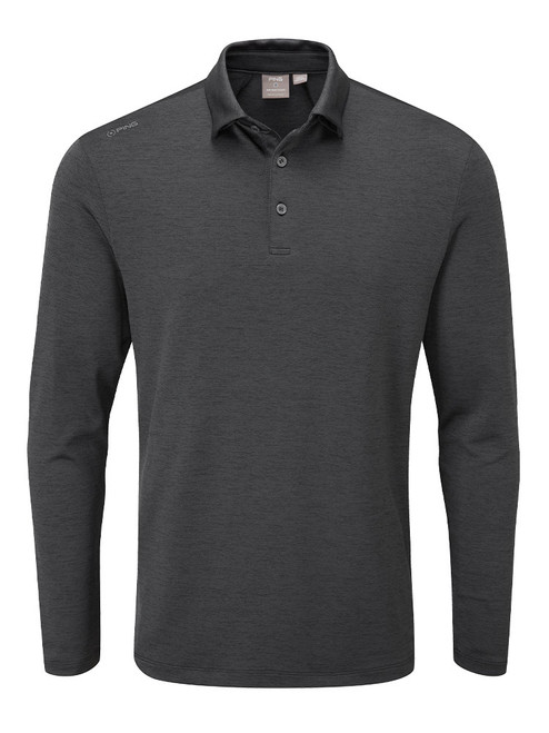 Ping Angus Tailored Fit Long Sleeve Polo - Asphalt Multi