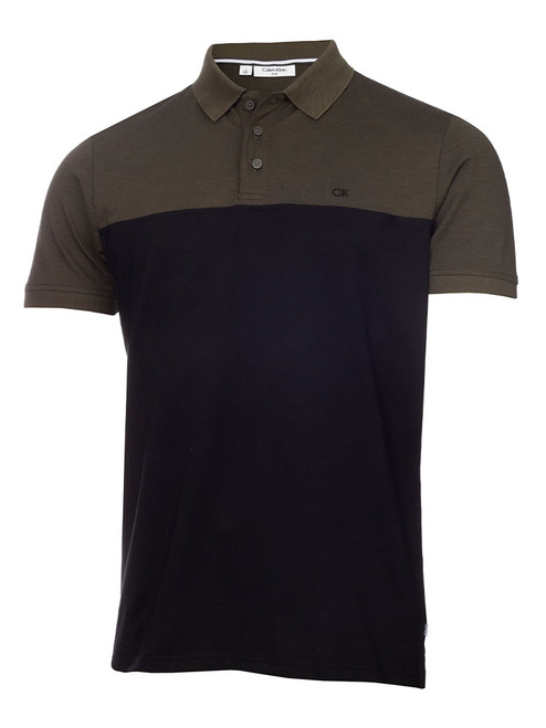 Calvin Klein Colour Block Polo Shirt - Olive Marl/Black