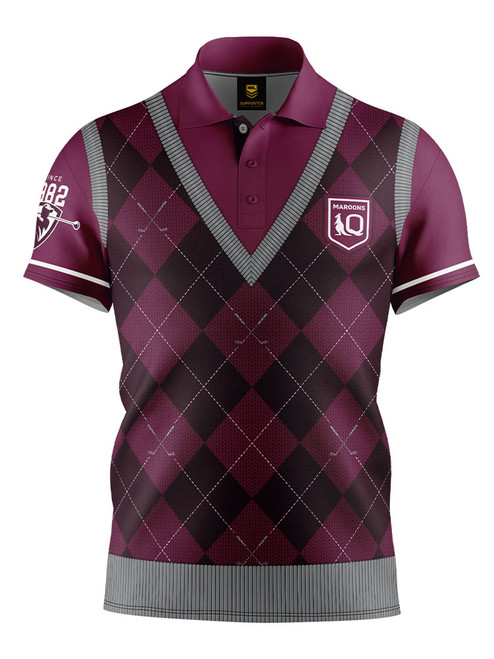 Official NRL Fairway Golf Polo Shirt - QLD Maroons