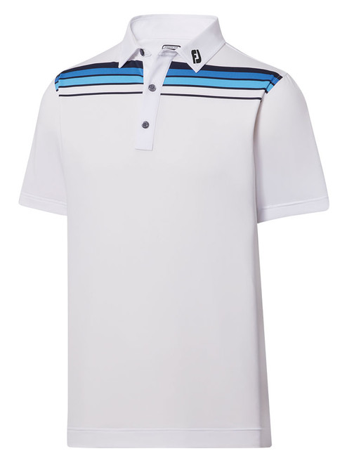 FootJoy Lisle Shadow Chestband Golf Shirt (Athletic Fit) - White