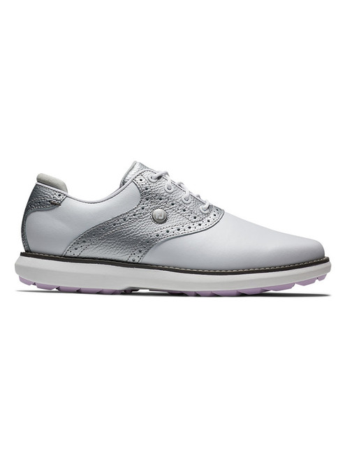 FootJoy Women's FJ Traditions Spikeless Golf Shoes - White/Silver