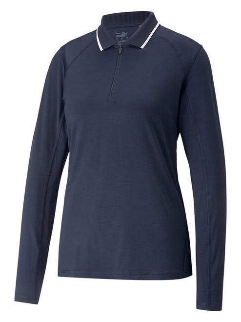 Puma Women's YouV LS Golf Polo - Navy Blazer Heather