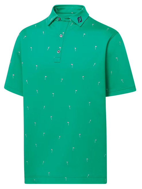 FootJoy 18 Holes Print Lisle Golf Shirt - Sea Green
