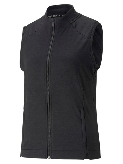 Puma Women's CLOUDSPUN Heather Full Zip Golf Vest - Puma Black Heather