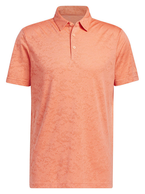 adidas Textured Jacquard Golf Polo Shirt - Coral Fusion/Easy Coral