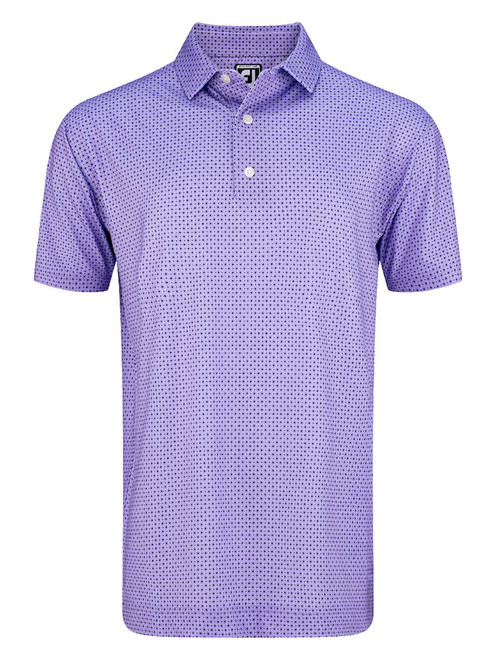 FootJoy Lisle Geo Print Golf Shirt - Violet/Black/White