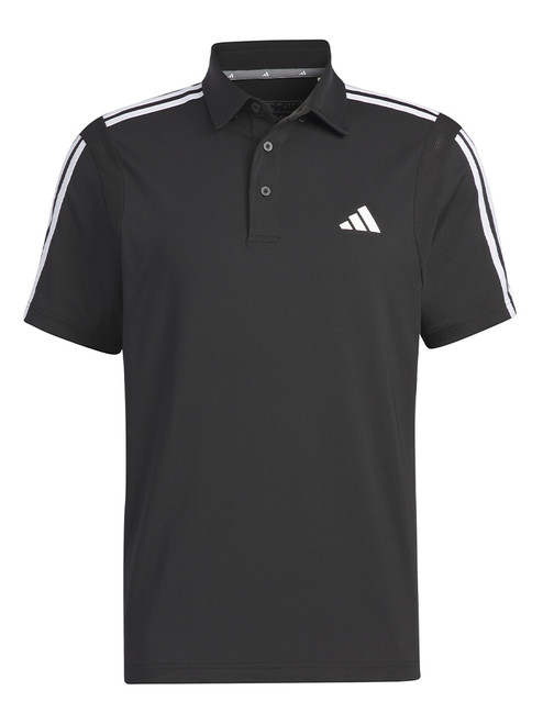 adidas HEAT.RDY 3-Stripe Short Sleeve Polo Shirt - Black