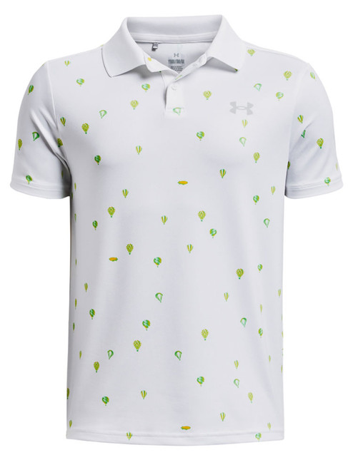 Under Armour JR Boys Performance Print Polo - White