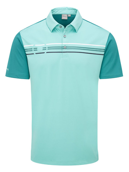 Ping Morten Tailored Fit Polo - Aquarius/Everglade Multi