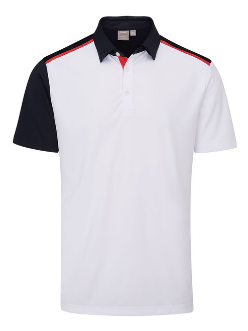 Ping Mack Tailored Fit Polo - White/Navy Multi