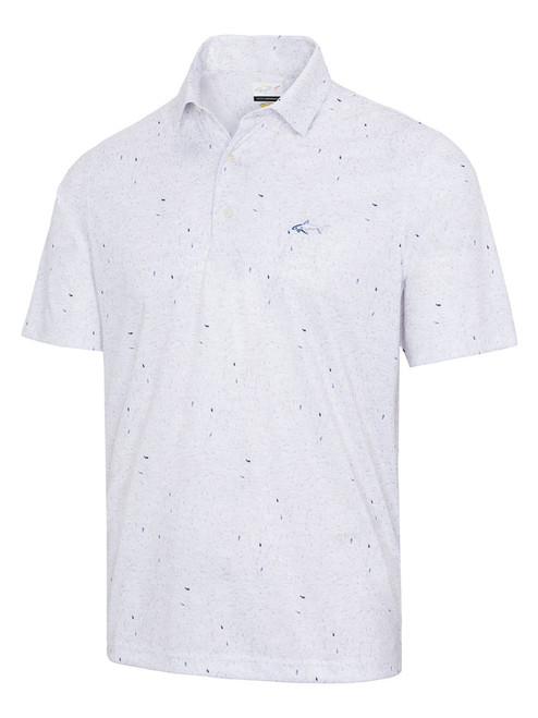 Greg Norman Shark Frenzy Print Polo - White/Navy/Blue Dusk Greg Norman Shark Frenzy Print Polo - White/Navy/Blue Dusk