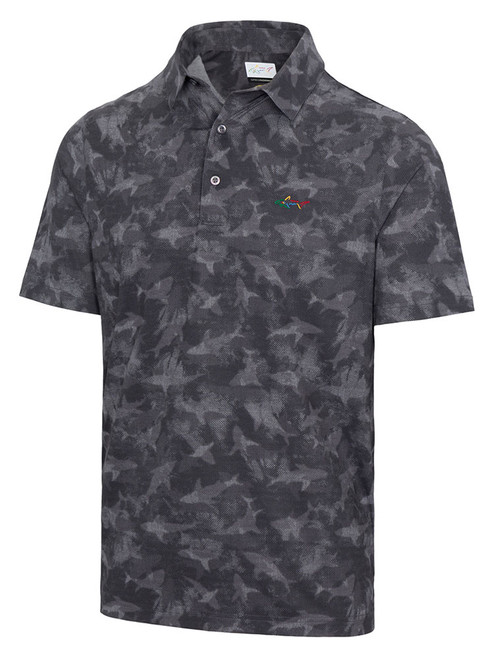 Greg Norman Large Shark Print Polo - Iron Gate