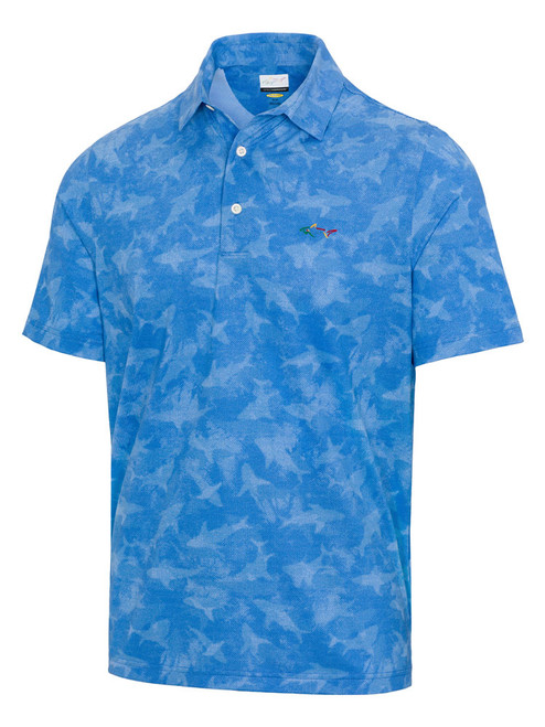 Greg Norman Large Shark Print Polo - Light Cobalt