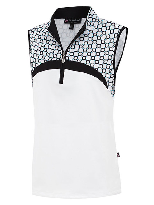 Birdee Sport Women's Team Crop Circle Sleeveless Top - White/Aqua