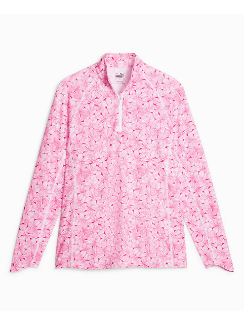 Puma Women's YouV Plumeria Golf 1/4 Zip - White Glow/Pinktastic