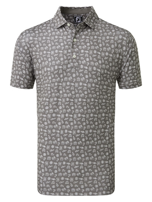 FootJoy Lisle Travel Print Golf Shirt (Athletic Fit) - Lava