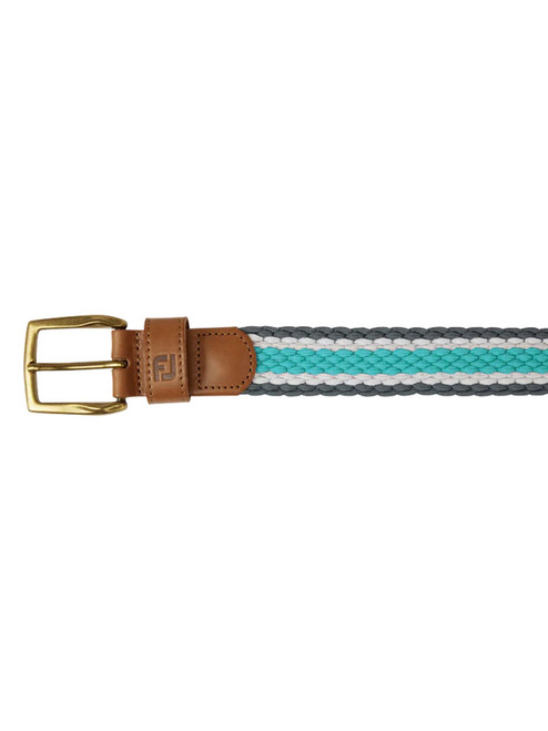 FootJoy Striped Braided Belt - Lava/White/Aqua Surf
