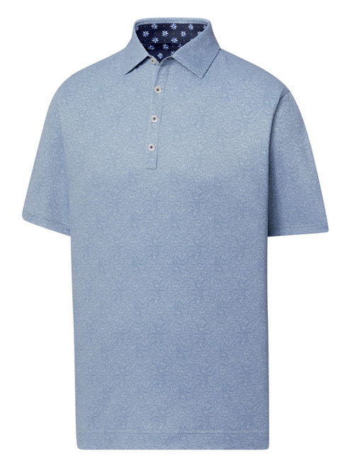 FootJoy Textured Print Golf Shirt (Athletic Fit) - Grey