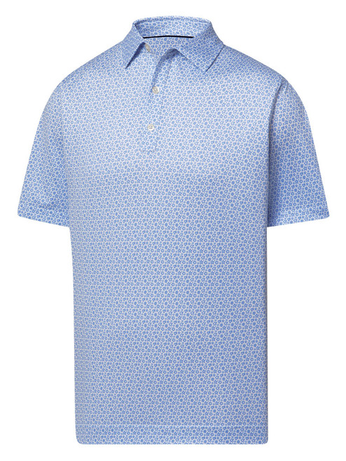 FootJoy Micro-Floral Lisle Golf Shirt - Blue Violet/White