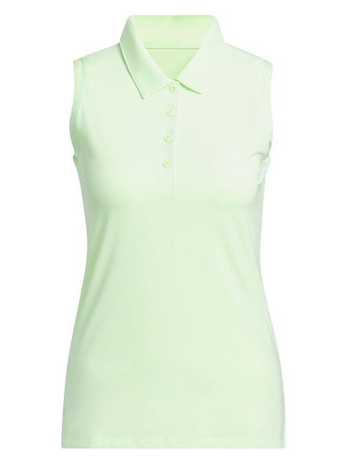 adidas Womens Ultimate365 Solid Sleeveless Polo - Green Spark