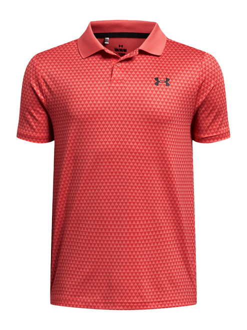 Under Armour JR Boys Performance Print Polo - Red Solstice/Coho