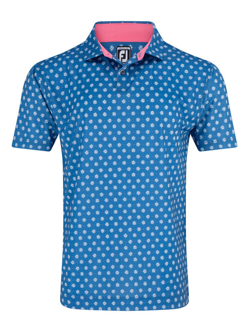 FootJoy Flower Foulard Lisle Golf Shirt (Athletic Fit) - Sapphire