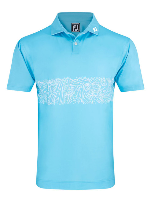 FootJoy Tropical Chestband Lisle Golf Shirt (Athletic Fit) - Pool