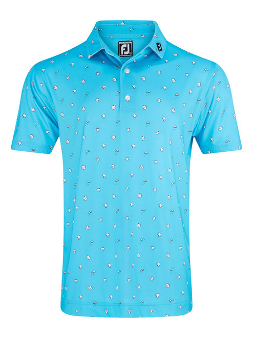 FootJoy Cookie Print Lisle Golf Shirt (Athletic Fit) - Pool
